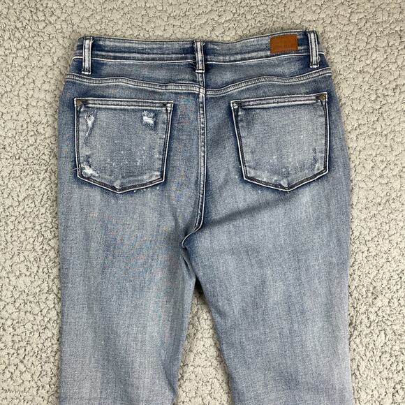 Judy Blue Skinny Fit Jeans 13/31 High-Rise Distressed Button Fly Frayed Hem - Picture 8 of 11